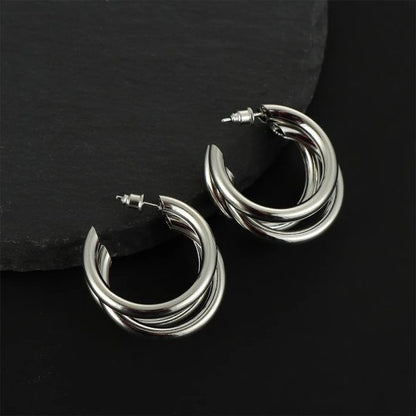Punk Oval Hoop Earrings for Women – Minimalist Geometric