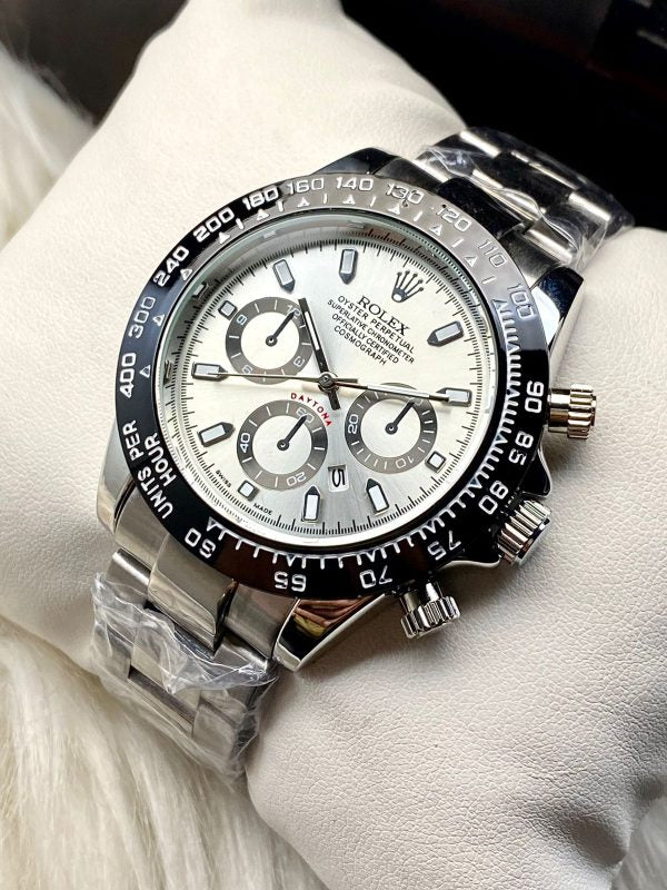 Rolex Daytona Quartz Chronograph Watch | Silver Stainless Steel for Men
