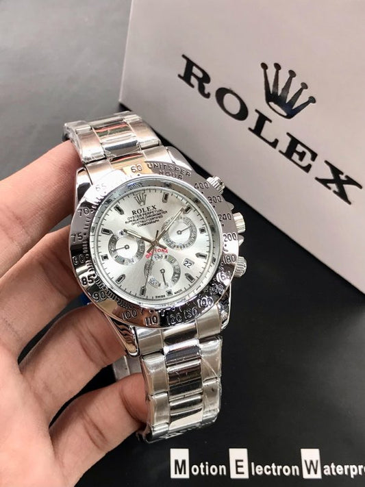 Rolex Daytona Quartz Chronograph Watch | Silver Stainless Steel for Men