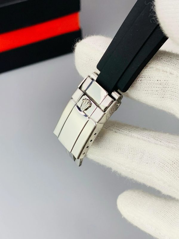 Rolex Oyster Perpetual Luxury Watch – Steel Dial & Rubber Strap (No Box)
