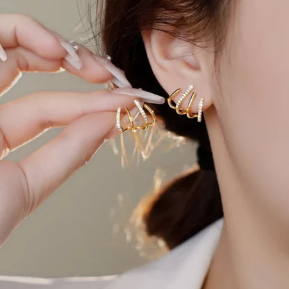 W Shape Zircon Cuff Earrings for Women