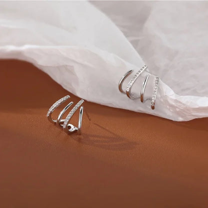 W Shape Zircon Cuff Earrings for Women