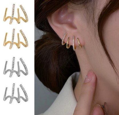 W Shape Zircon Cuff Earrings for Women