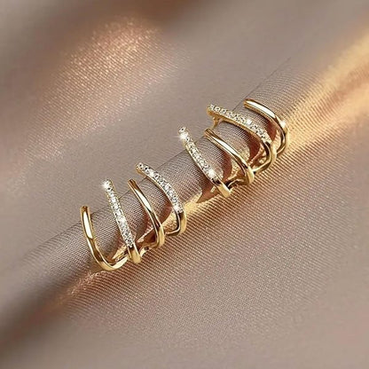 W Shape Zircon Cuff Earrings for Women