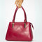 Maroon Dome Handbag with Geometric Stitching