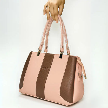 Pink & Brown Colorblock Dome Handbag