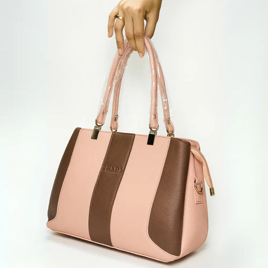 Pink & Brown Colorblock Dome Handbag