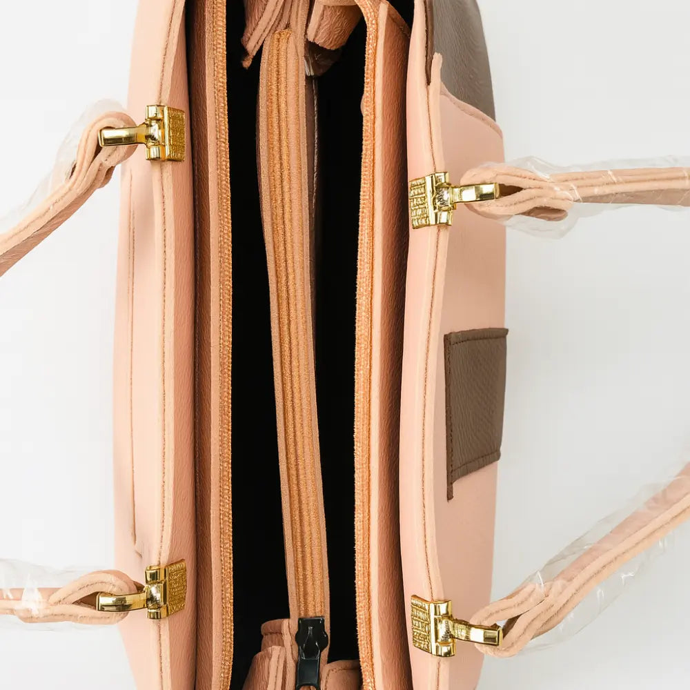 Pink & Brown Colorblock Dome Handbag