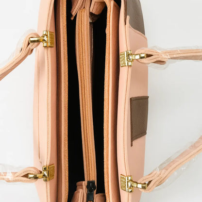 Pink & Brown Colorblock Dome Handbag