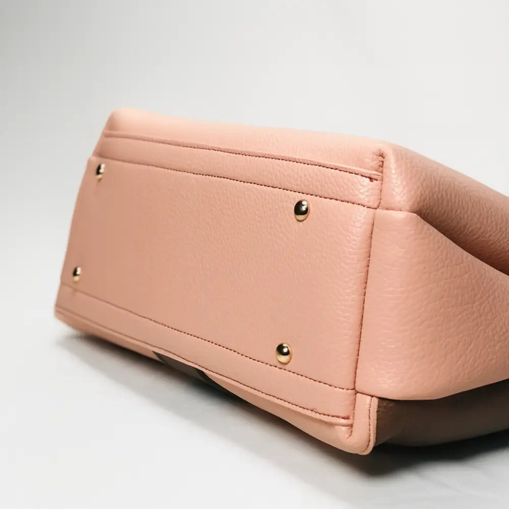 Pink & Brown Colorblock Dome Handbag